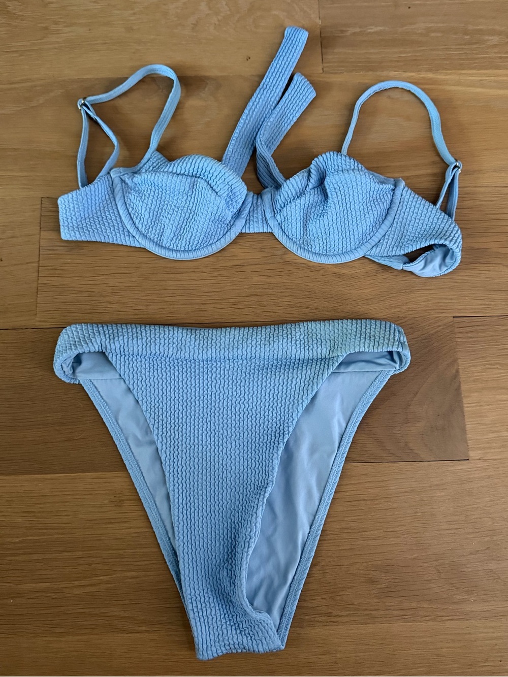 Monday Swimwear Light Blue Textured Bikini Set
